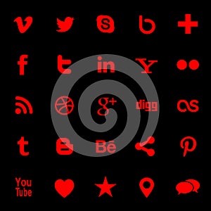 Red Social Media Icons