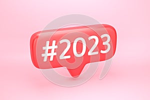 Red social media notification icon with number 2023