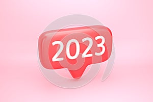 Red social media notification icon with number 2023