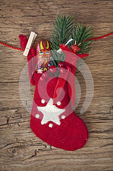 Red sock with chocolate Krampus