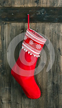 Red sock for Santa gifts. christmas stocking