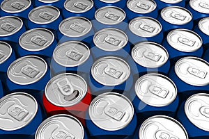 Red soda can standing out