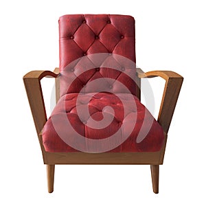 Red sofa isolated white