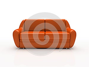 Red sofa on white background insulated