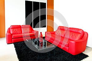 Red sofas