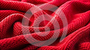 Red soft fabric texture. feeling of warmth and comfort