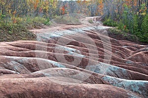 The red soil of the Cheltenham Badlands located in Caledon, Ontario, Canada photo
