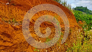 The red soil was dredged to prevent landslides