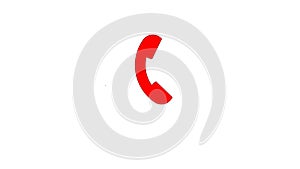 Red solid icon of a telephone receiver on a white background call communication