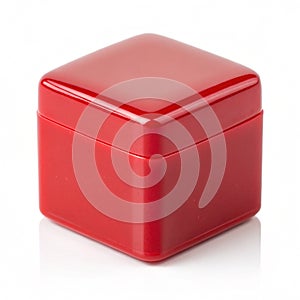 Red solid perfume cube isolated on white