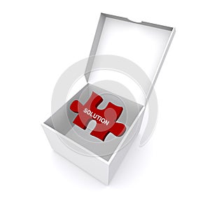 Red Solution puzzle piece in white box