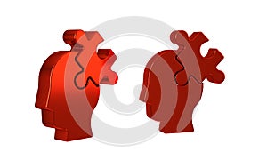 Red Solution to the problem in psychology icon isolated on transparent background. Puzzle. Therapy for mental health.