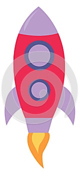 Red space rocket, illustration, vector