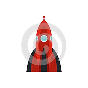 Red space shuttle icon, flat style