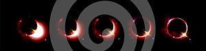 Red space solar eclipse light glow in galaxy