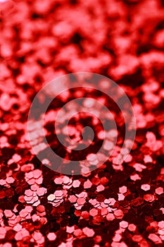 Red Sparkle Glitter background. Holiday, Christmas, Valentines, Beauty and Nails abstract texture