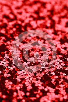 Red Sparkle Glitter background. Holiday, Christmas, Valentines, Beauty and Nails abstract texture