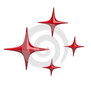 Red sparkle star icon 3d illustration