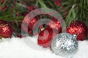 Red Sparkly Christmas Ornaments photo