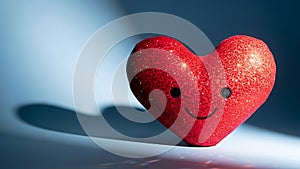 Red Sparkly Heart with Face