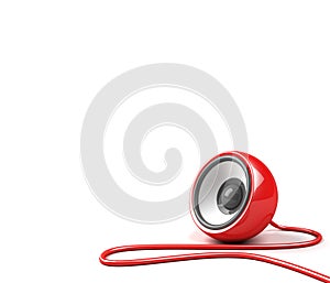 Red speaker with cable