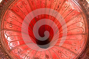 Red speaker on gramophone