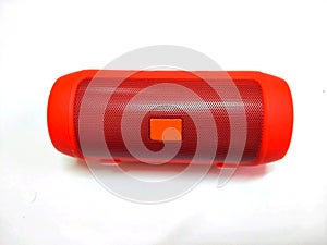 Red speaker with white isolated background