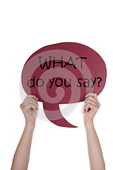 Red Speech Balloon With What Do You Say