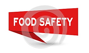 Red speech banner with word food safety on white background Vector