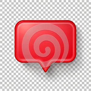 Red speech bubble isolated on transparent background