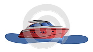 Red speed boat vector illustration