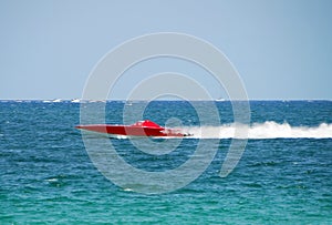 Red speedboat