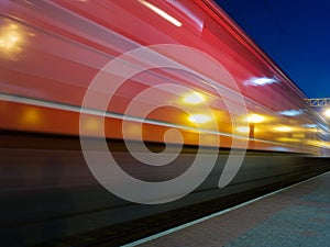 Red speeding train blur