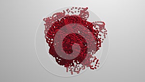Red sphere deforming. Abstract 3d animation.