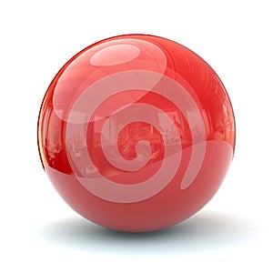 Red sphere with a shadow 3d illustration