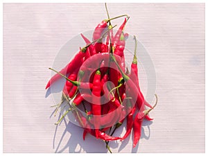 Red spicy chillies with white background jpg