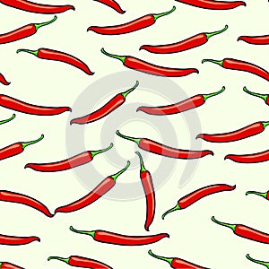 Red, spicy, Georgian, chilli pepper. Seamless raster background