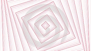 Red spin slim square simple flat geometric on white background loop. Quadratic radio waves endless creative animation. Quadrate