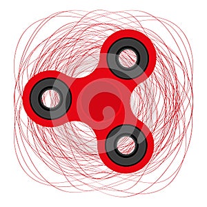 Red spinner, toy for stress removal, flat design