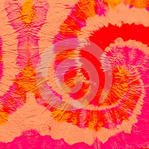 Red Spiral Tie Dye Print. Swirl Watercolor Vintage. Yellow Ink Splash Paint. Brush Banner. Dirty Background. Tie Dye swirl Spiral photo