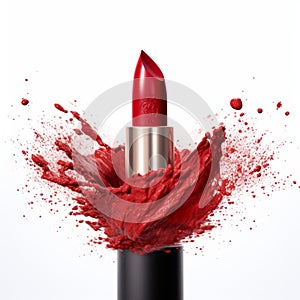 Red Splash Lipstick On White Background - Caras Ionut Style