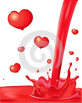 Red Splash with Valentines Heart Abstract Love Vector Illustration