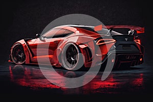 Red Sport Car. Illustration AI Generative