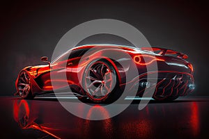 Red Sport Car. Illustration AI Generative