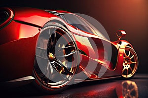 Red Sport Car. Illustration AI Generative