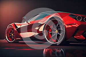 Red Sport Car. Illustration AI Generative