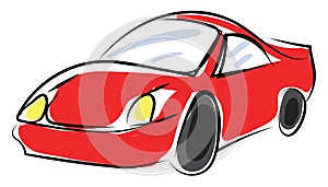 Red sport car, illustration, vector