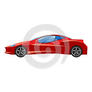 Red sport car side view icon, isometric 3d style