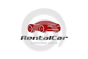 Red Sport Car silhouette Logo abstract design vector template. Car Rental Repair Driving services Logotype concept icon