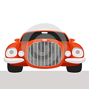 Red sport car,vector illustration , flat style , front